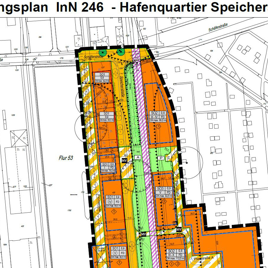 Bildquelle: Bebauungsplan InN 246-Hafenquartier Speicherstraße / Copyright Stadt Dortmund